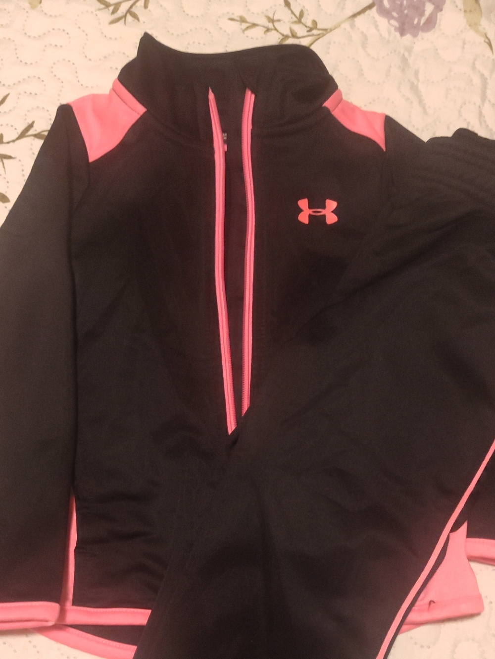 Under Armour Black and Pink Performance Quarter-Zip Pullover